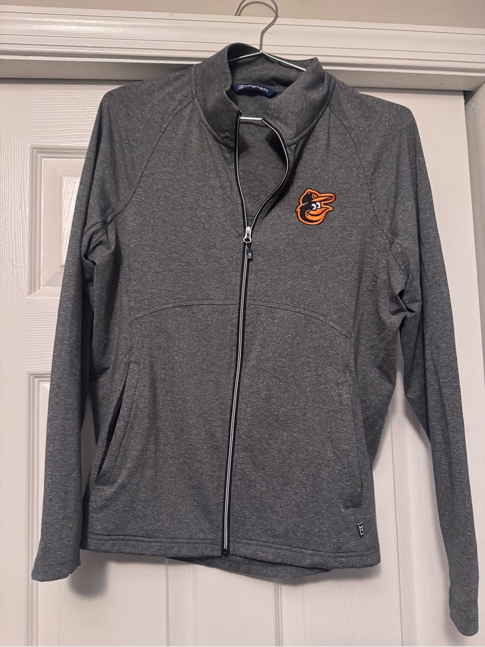 Cutter & Buck Heather Gray Lightweight Full-Zip Jacket with Orange Patch